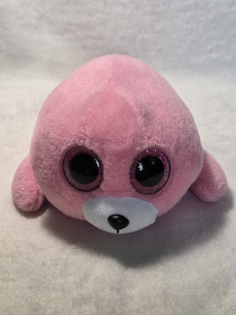 PIERRE Ty Beanie Boos 9" Pink Baby Seal Pink Glitter Eyes Stuffed Toy NO HANGTAG